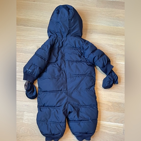 Baby Gap 6-12 Months Down Insulated Bunting Snowsuit Navy Blue Fleece Lined - Picture 4 of 6